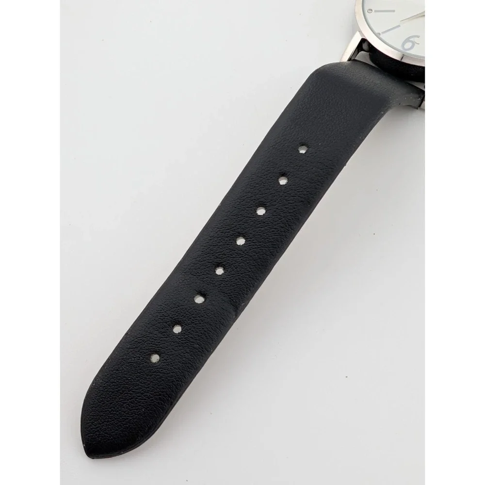 Accutime Watch Women 34mm Silver Case‎ Heart Charm Black Band- New Battery